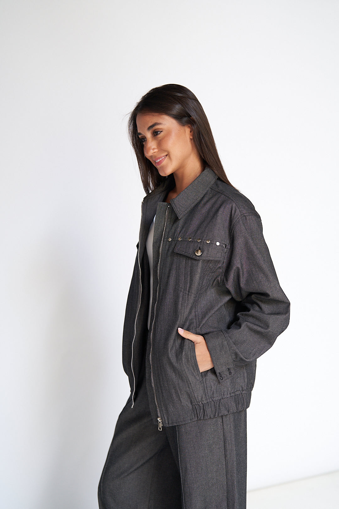 Black Studs Denim Set