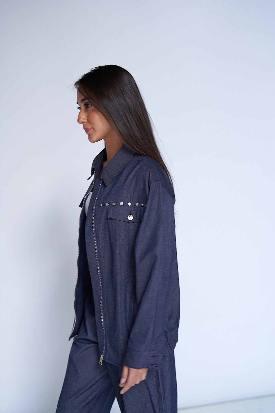 Blue Studs Denim Set