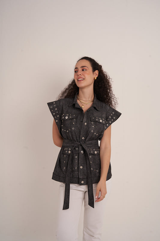 Black Denim Vest