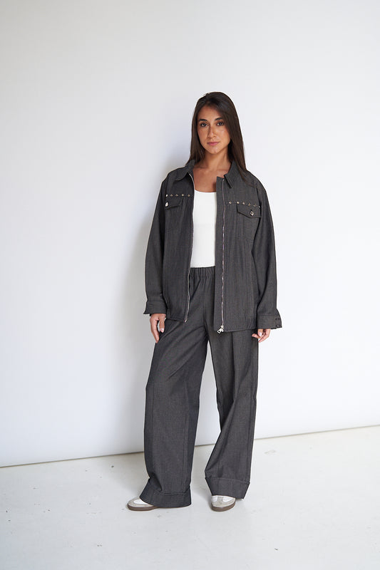 Black Studs Denim Set