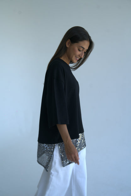 Black Sequin T-Shirt