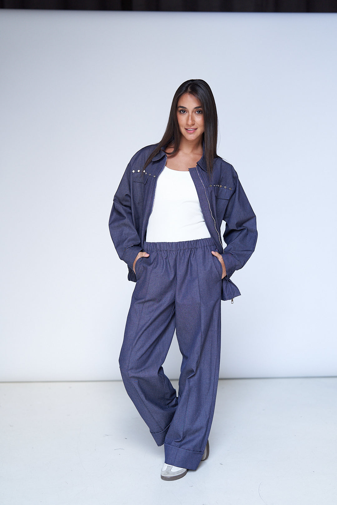 Blue Studs Denim Set