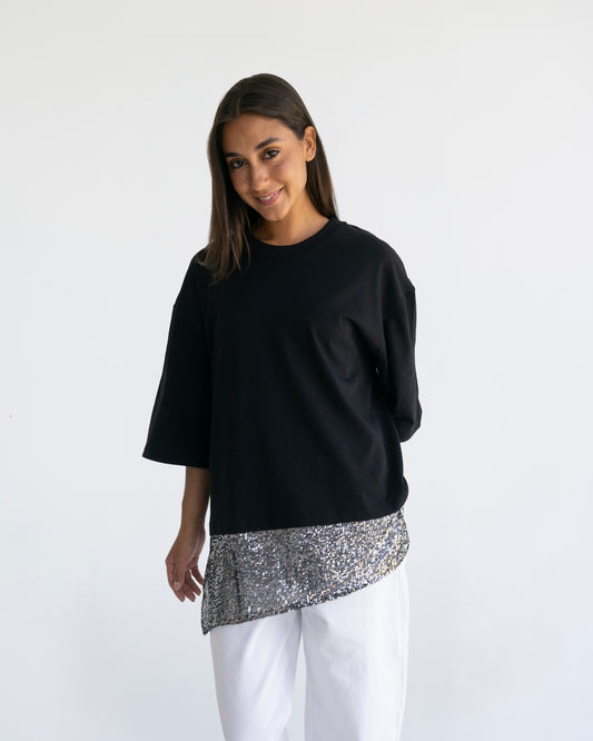 Black Sequin T-Shirt