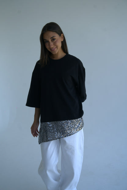 Black Sequin T-Shirt