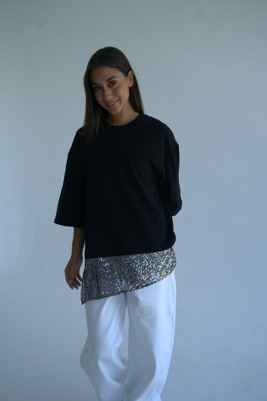 Black Sequin T-Shirt