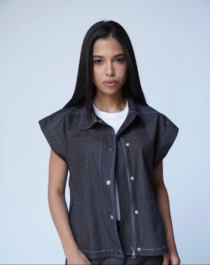 Black Denim Vest Only