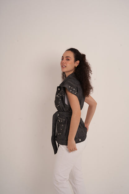 Black Denim Vest