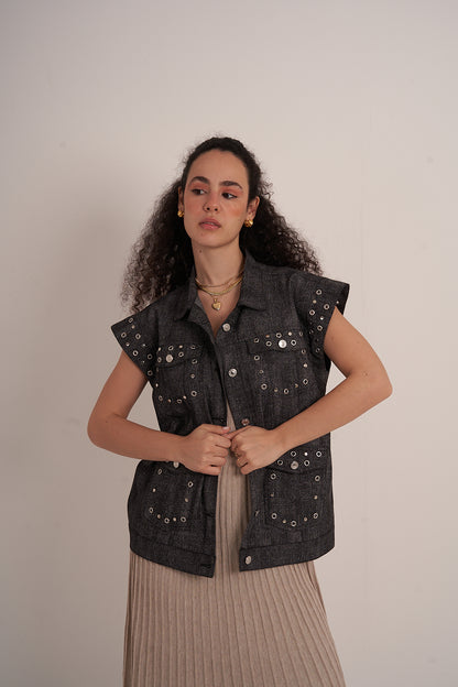 Black Denim Vest
