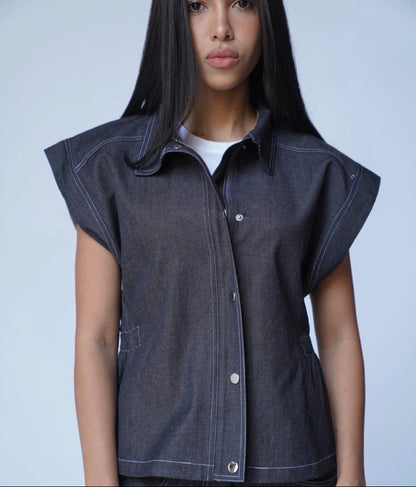 Black Denim Vest Only