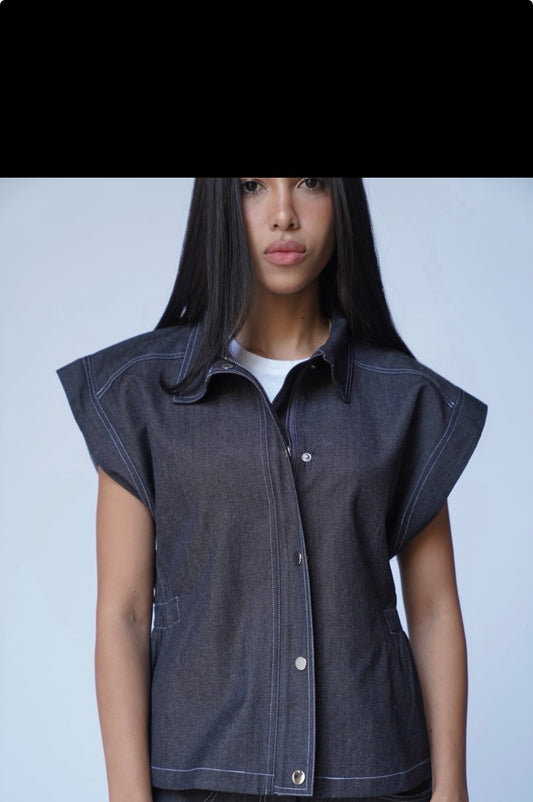 Black Denim Vest Only