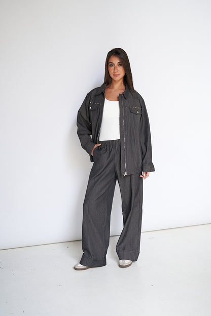 Black Studs Denim Set