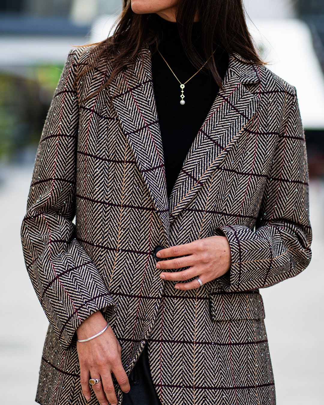 Beige Studded Statement Blazer