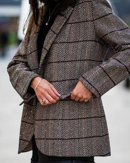 Beige Studded Statement Blazer