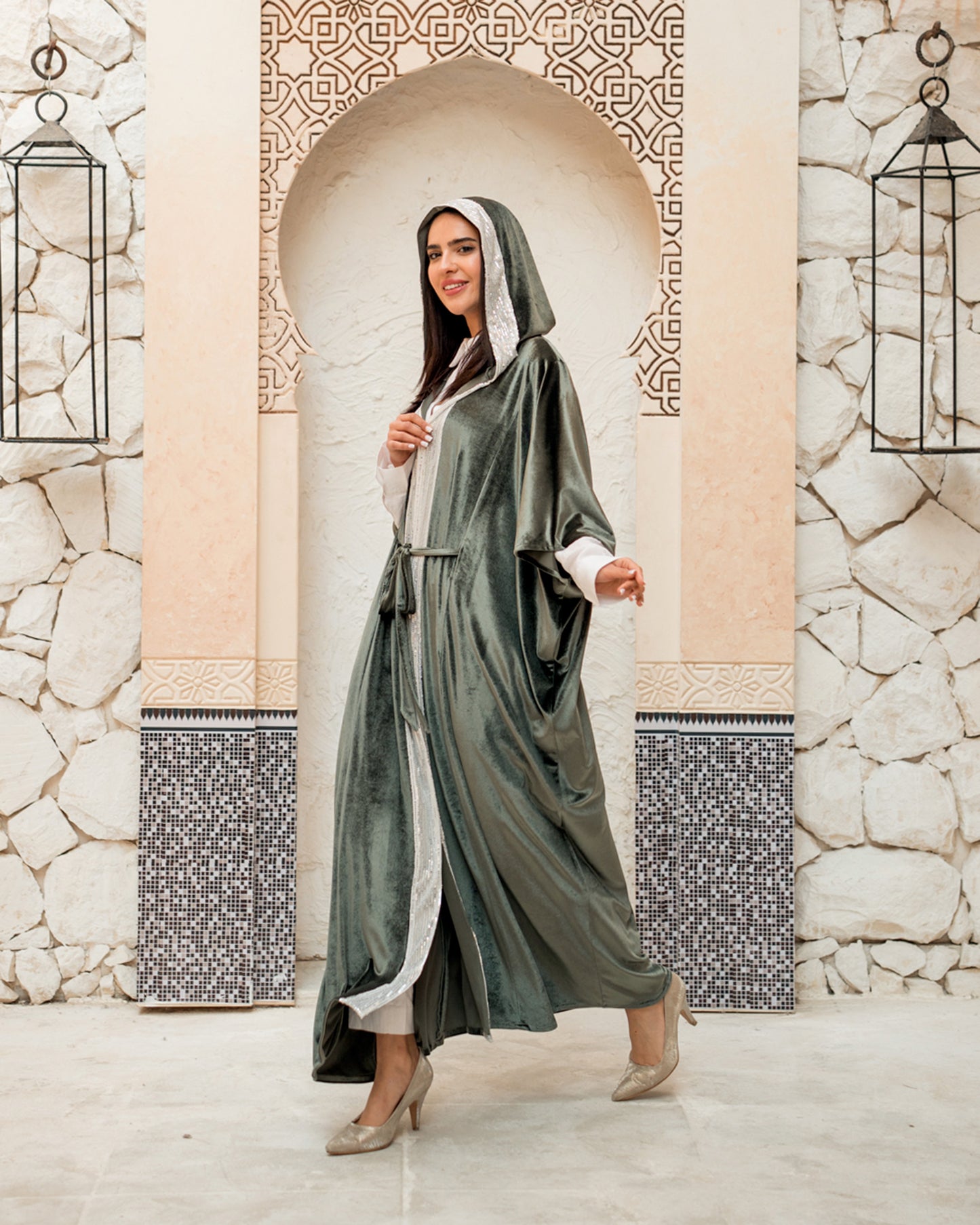 Royal Green Velvet Kaftan