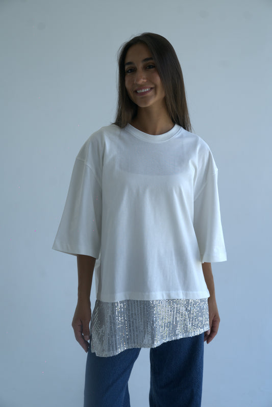 White Sequin T-shirt