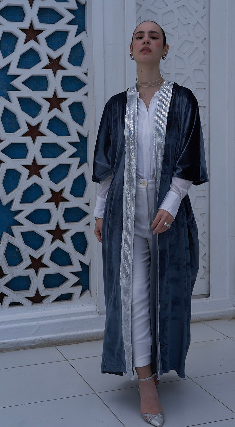Royal Blue Velvet Kaftan