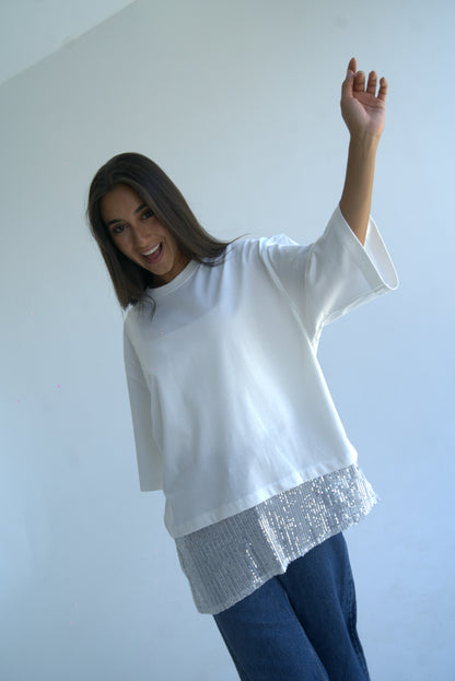White Sequin T-shirt