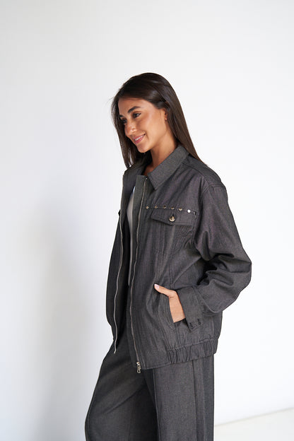 Black Studs Denim Set