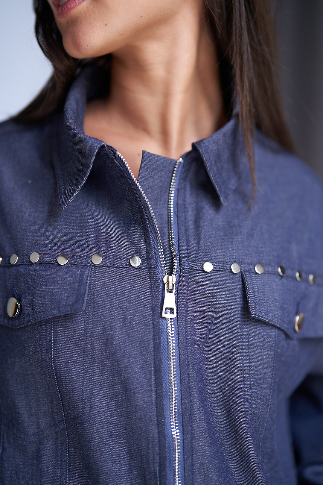 Blue Studs Denim Set