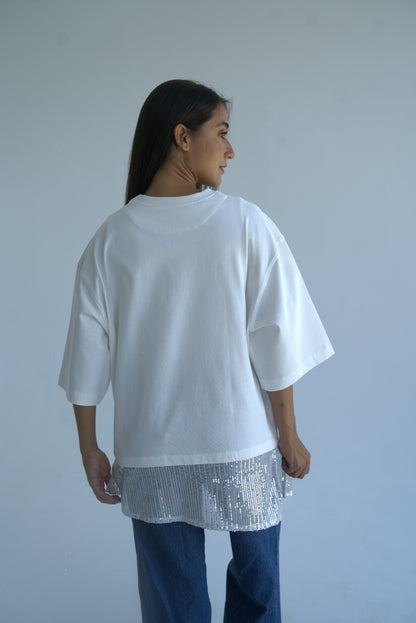 White Sequin T-shirt