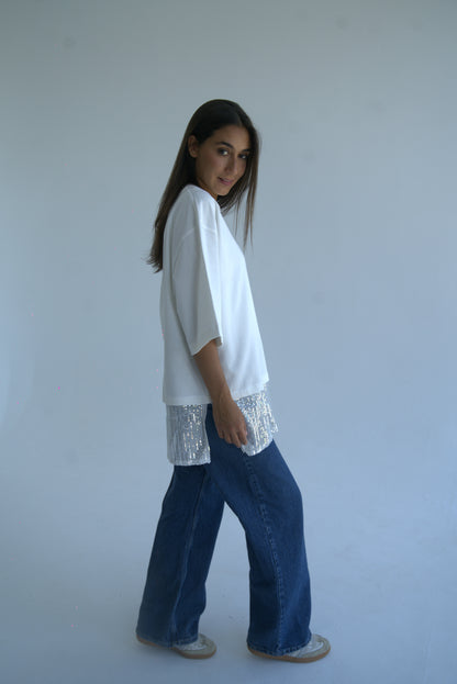 White Sequin T-shirt
