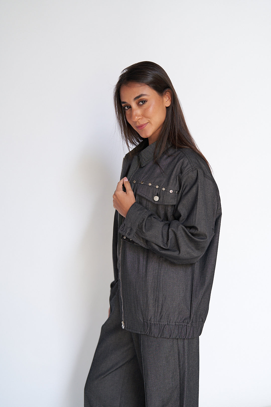 Black Studs Denim Set