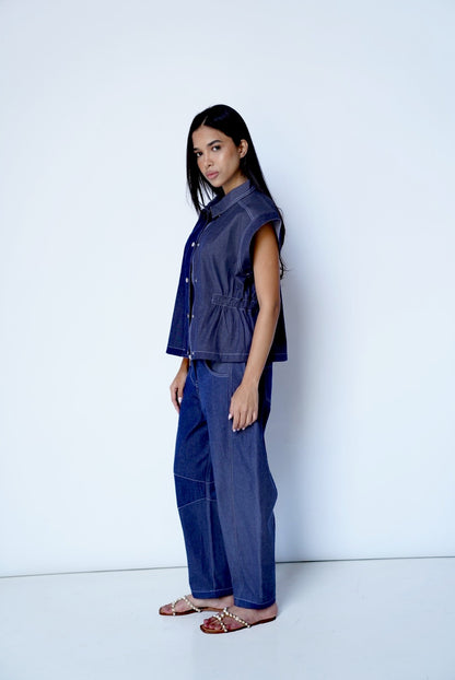 Blue Vest- Denim Set