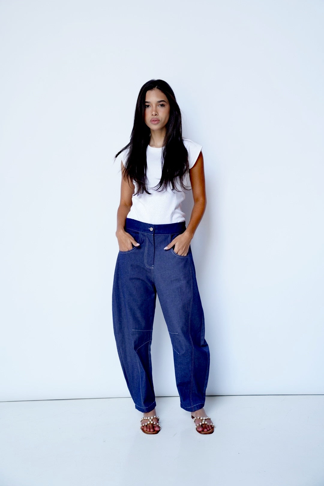 Blue Balloon Denim Pants