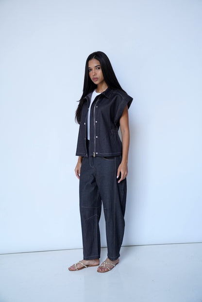 Black Vest-Denim Set