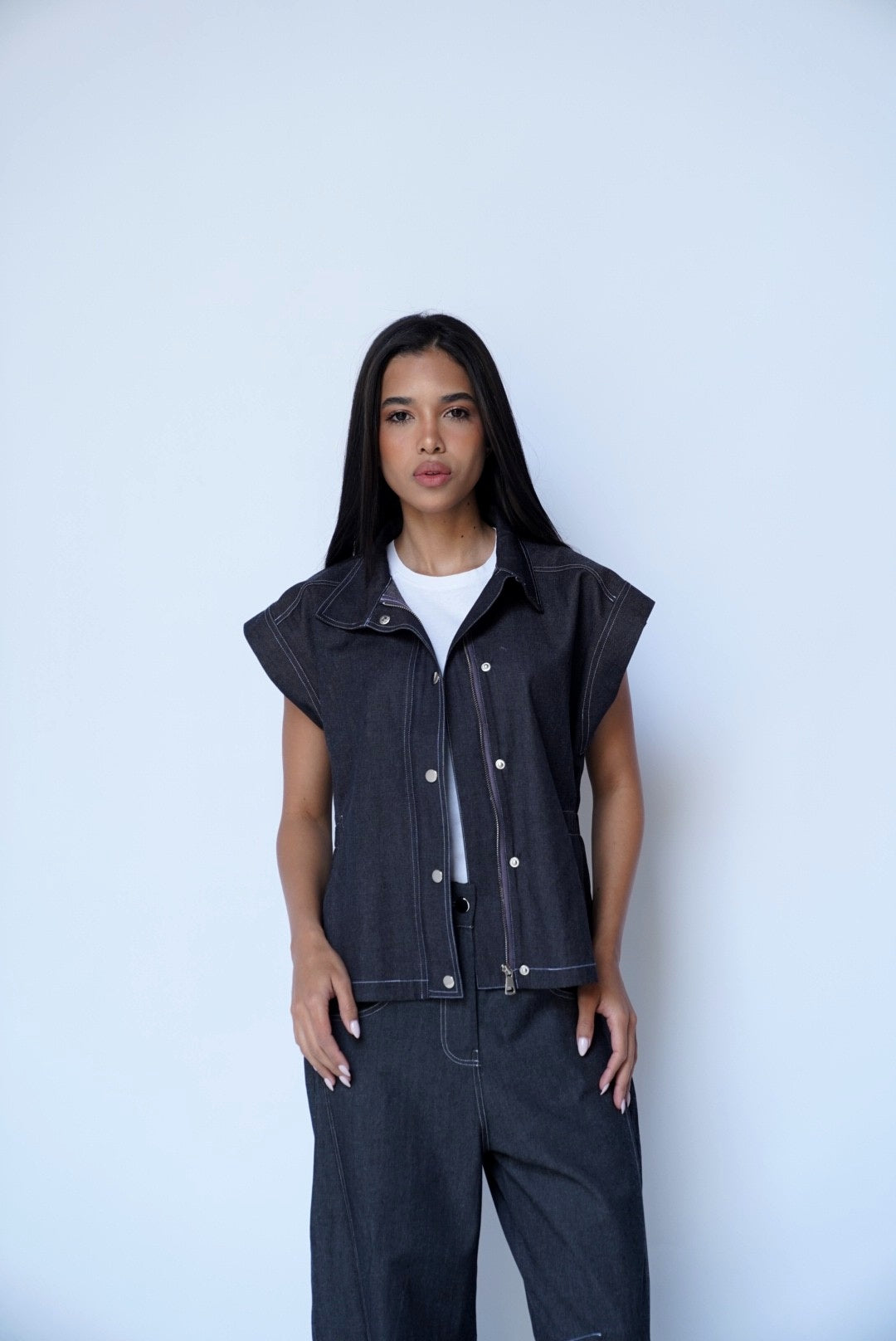 Black Vest-Denim Set