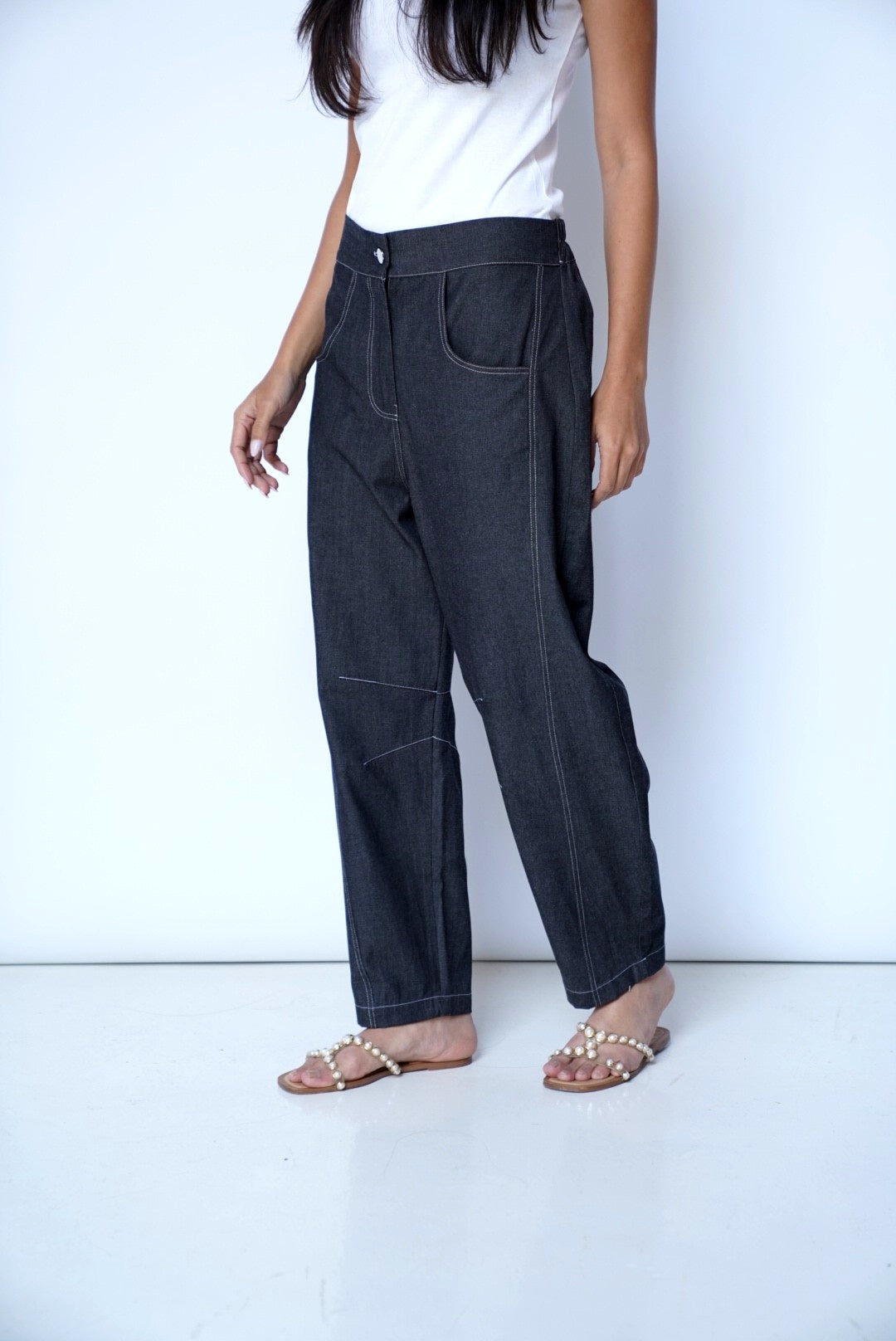 Black Balloon Denim Pants