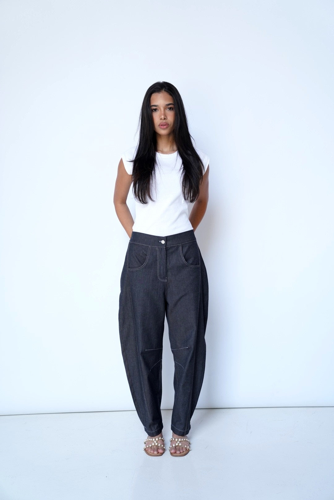 Black Balloon Denim Pants