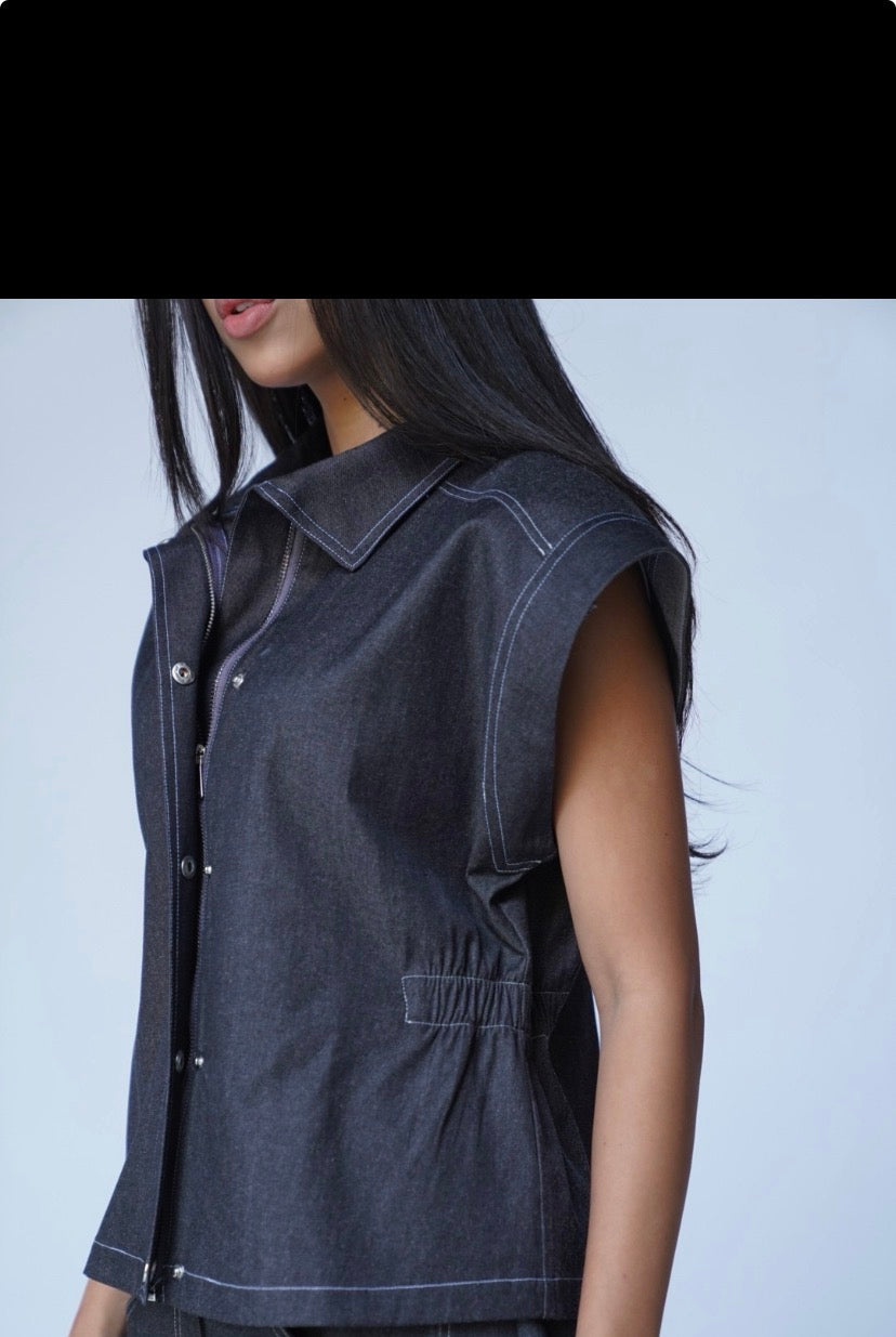 Black Denim Vest Only