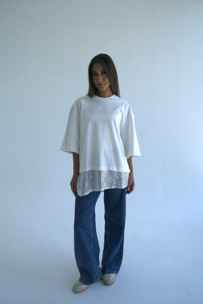 White Sequin T-shirt