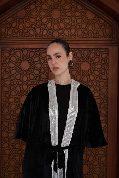 Royal Black Velvet Kaftan